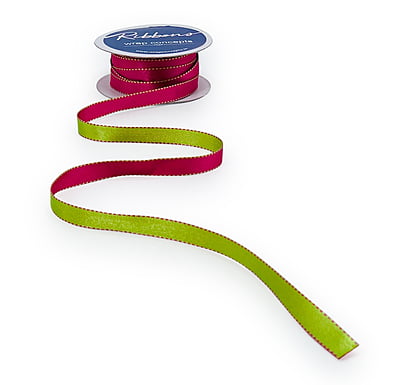 Reversible Ribbon - Hot Pink with Lime Green Reversible Ribbon - Hot Pink with Lime Green