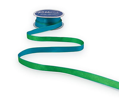 Reversible Ribbon - Parrot Green with Turquoise Blue Reversible Ribbon - Parrot Green with Turquoise Blue