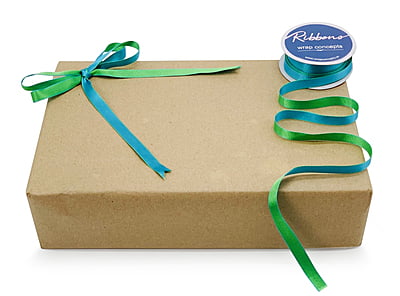 Reversible Ribbon - Parrot Green with Turquoise Blue Reversible Ribbon - Parrot Green with Turquoise Blue