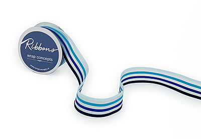 Sheer Ribbon with Stripes - Pink/Blue