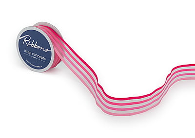 Sheer Ribbon with Stripes - Pink/Blue