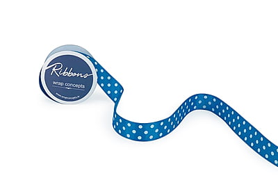 Polka Dot Ribbon - Blue With White