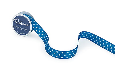 Polka Dot Ribbon - Blue With White