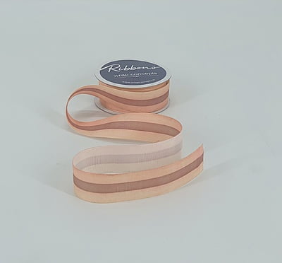 Grosgrain Stripes Ribbon - Grey & Aubergine