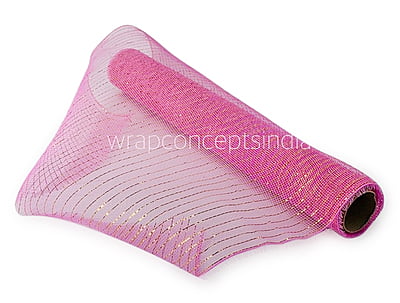 Net with Thin Gold Stripes - Pink