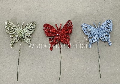 Glitter Butterfly - Gold/Silver/Red