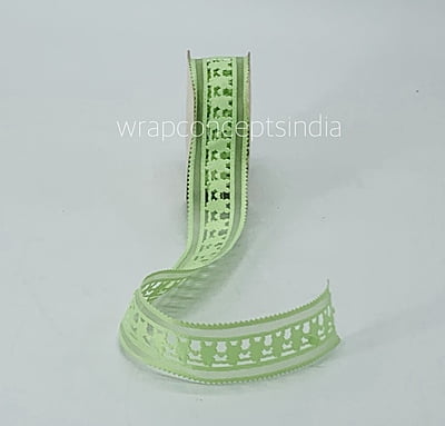 Bunny Cut Work Ribbon- Pistachio Green