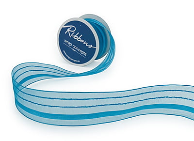 Turquoise Blue Sheer ribbon with Satin Stripe Turquoise Blue Sheer ribbon with Satin Stripe
