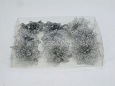 Silver Glitter Flower-W-1614