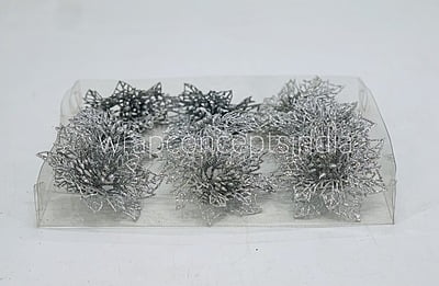 Silver Glitter Flower-W-1614
