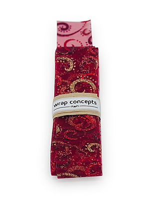 Deep Red Sheer with Glitter Swirleys