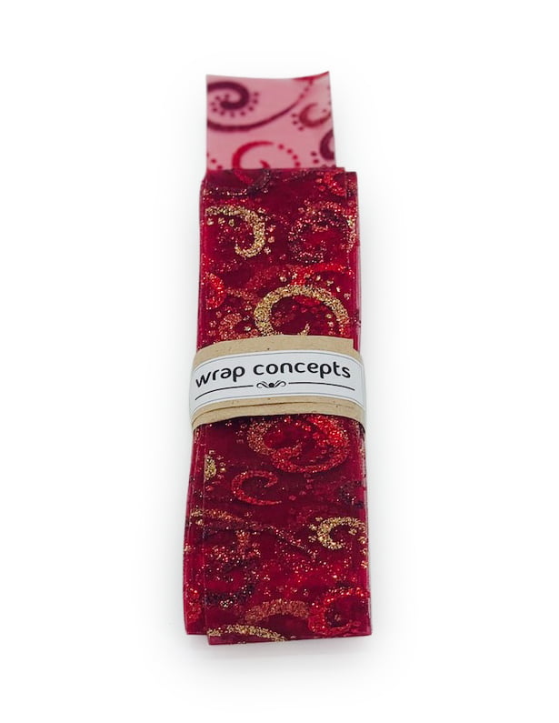 Deep Red Sheer with Glitter Swirleys