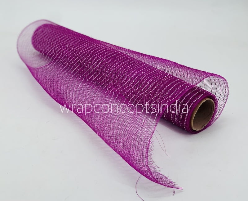 Net with Thin Silver Stripes - Burgundy