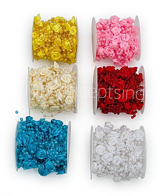 Pearl & Satin Rose String - Multicolour