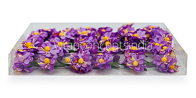 Paper Flowers with Yellow Pollen - Purple Paper Flowers with Yellow Pollen - Purple