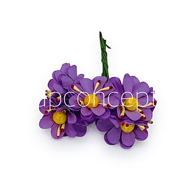 Paper Flowers with Yellow Pollen - Purple Paper Flowers with Yellow Pollen - Purple