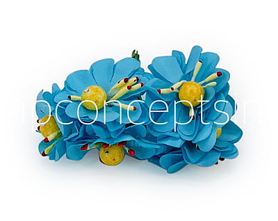 Paper Flowers with Yellow Pollen - Blue Paper Flowers with Yellow Pollen - Blue