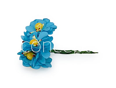 Paper Flowers with Yellow Pollen - Blue Paper Flowers with Yellow Pollen - Blue