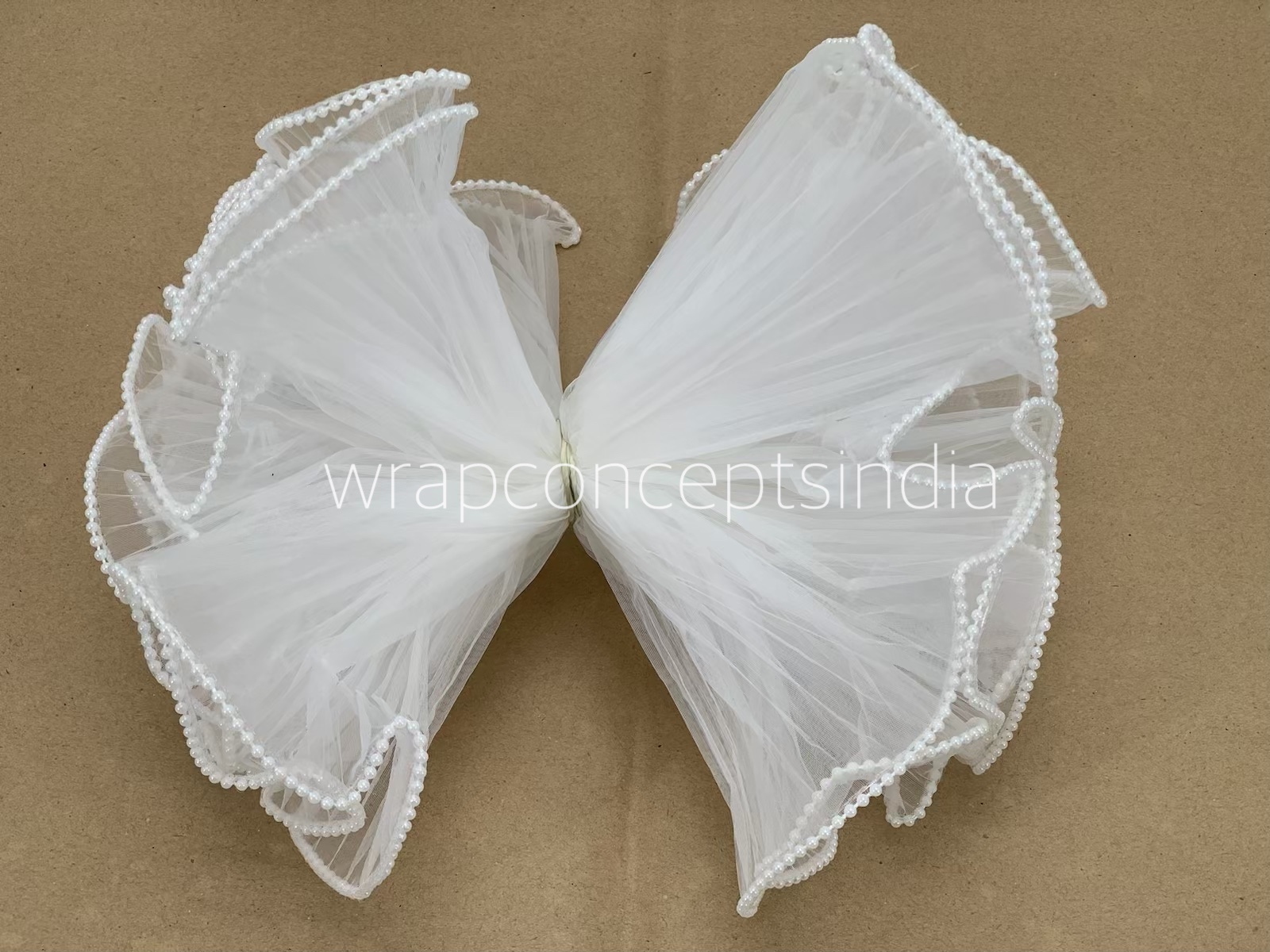 White Organza Frill Both side Pearl