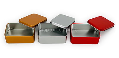 Rectangle Tins - Bronze/Red/Silver (Pack of 6)