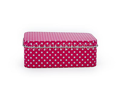 Hot Pink Polka Rectangle Tins (Pack of 6)