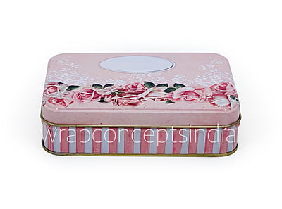 Pink Floral Rectangle Tins (Pack of 6) Pink Floral Rectangle Tins (Pack of 6)