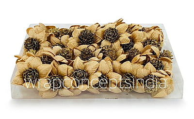 Beige Gold Flowers with Glitter Pine Beige Gold Flowers with Glitter Pine