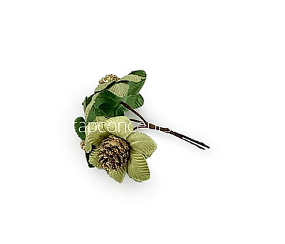 Flowers on stick with gold glitter pine -Soft Green Flowers on stick with gold glitter pine -Soft Green