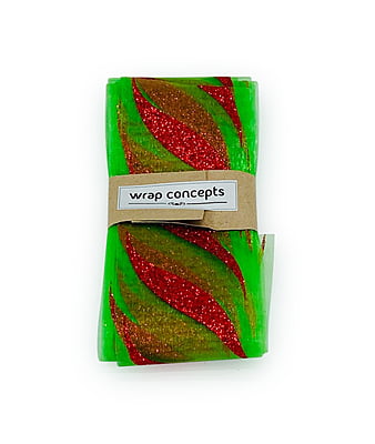 Parrot Green Sheer with Glitter Leaf