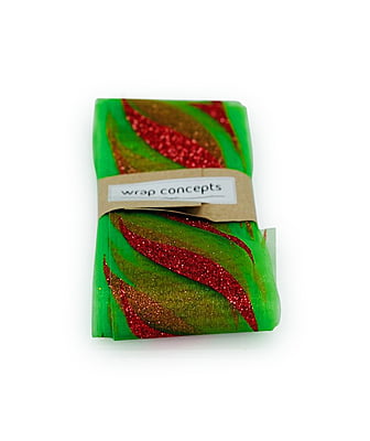 Parrot Green Sheer with Glitter Leaf
