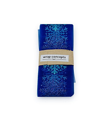 Indigo Blue Sheer with Glitter Snowflakes