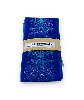 Indigo Blue Sheer with Glitter Snowflakes
