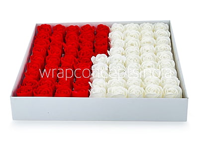 Scented Paper  Roses - Red & Ivory