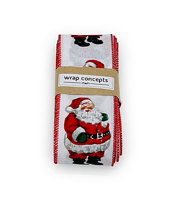 Santa Claus White Burlap Ribbon Santa Claus White Burlap Ribbon