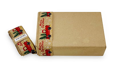 Merry Christmas Natural Burlap Ribbon