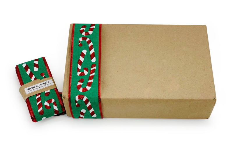 Green Burlap Candy Cane Wired Ribbon Green Burlap Candy Cane Wired Ribbon