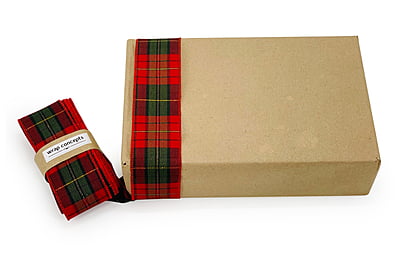 Plaid Red with Green & Gold Burlap Ribbbon
