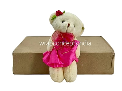 Teddy With Dress & Bow - Multicolour