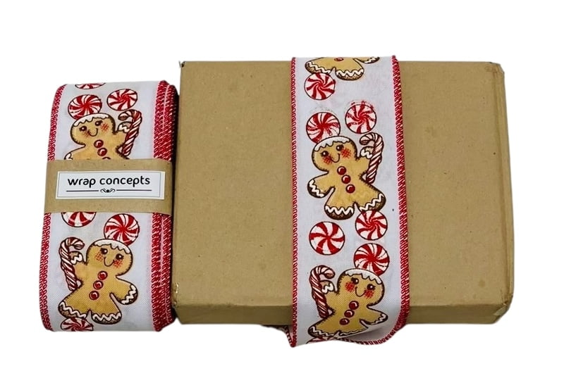 Gingerbread Man White Burlap Ribbon