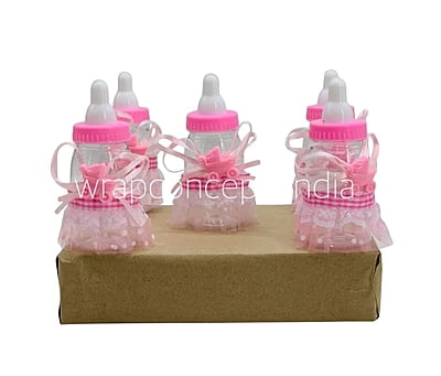 Pink/Blue Bottle with Frill & Motif
