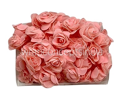 Peach Medium Foam Rose With Net Peach Medium Foam Rose With Net