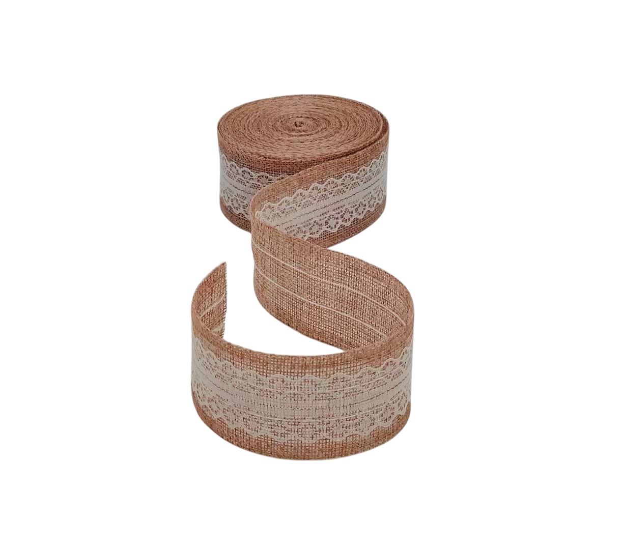 Jute Burlap Ribbon with Lilac Lace