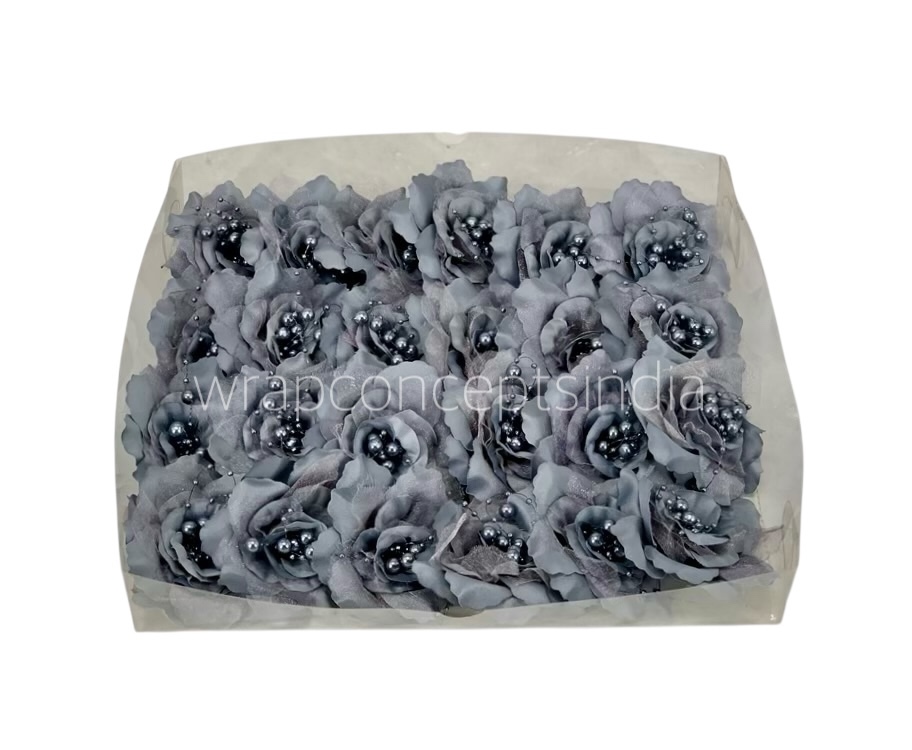 Grey Rose With Pearls Center
