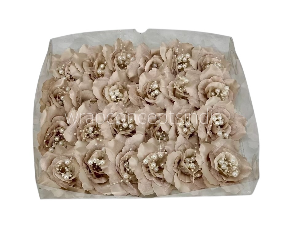 Beige Gold Rose With Pearls Center
