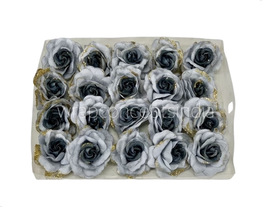 Steel Rose with Glittered Petals