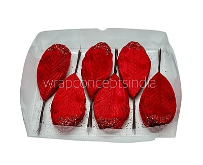 Red Leaves with Glittered Edges