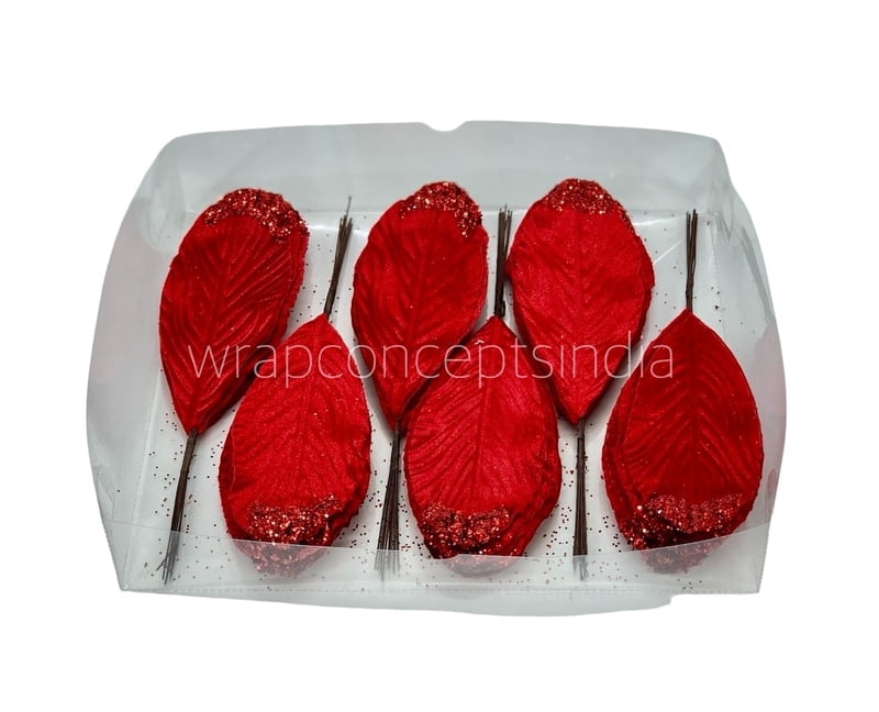 Red Leaves with Glittered Edges