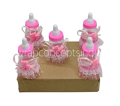 Pink/Blue Bottle with Frill & Motif