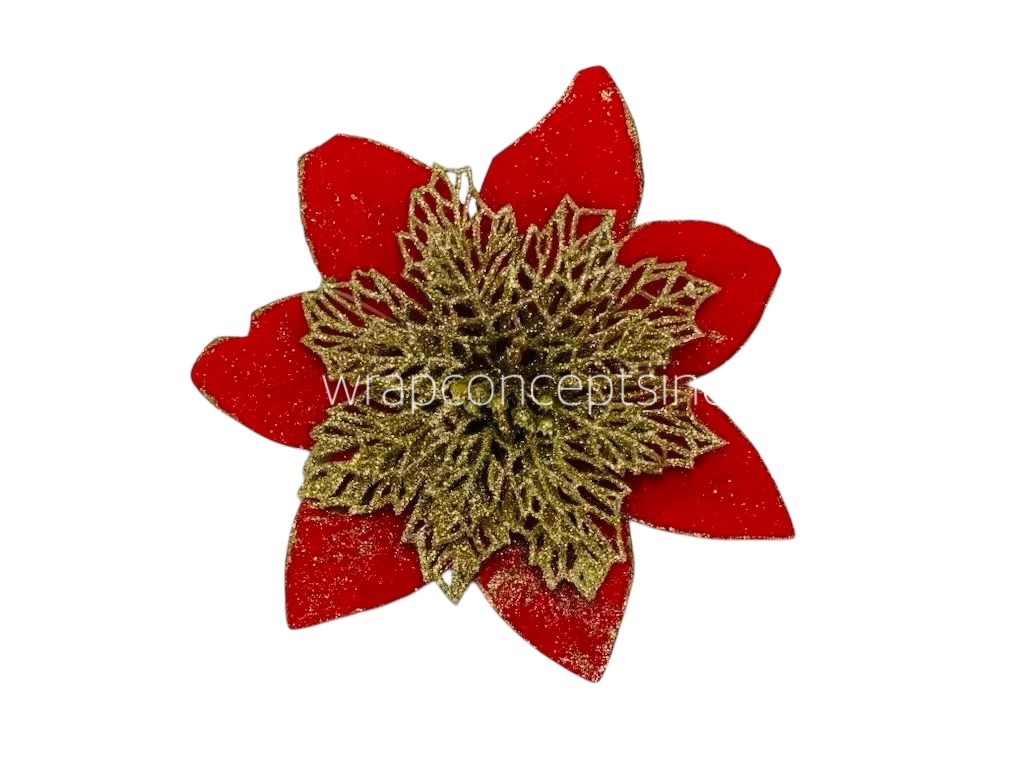 Red Flower with Gold Glitter Flower Centre Red Flower with Gold Glitter Flower Centre