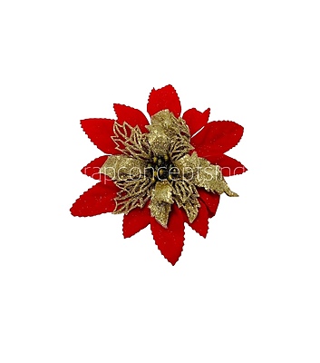 Red Flower with Gold Glitter Flower Centre Red Flower with Gold Glitter Flower Centre